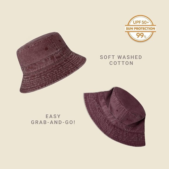 EVERYDAY Cotton Style Bucket Hat Unisex Trendy - Berry - Picture 2 of 6